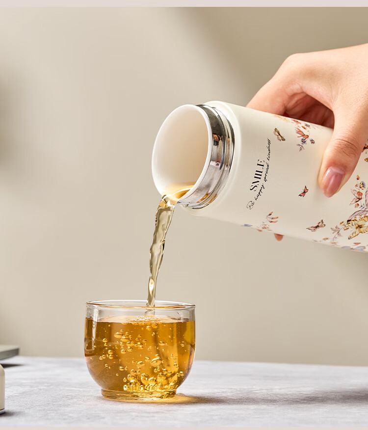 Gold Inlaid Jade Stainless Steel Ceramic Insulated Portable Home Water Bottle Tea Cup for Men and Women Car Travel Gift Birthday Present 13