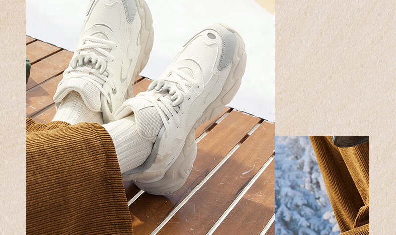 361° Women's Winter Fleece-Lined Retro Snow Boots Thick-Soled Casual Dad Sneakers 682446704B-6 19