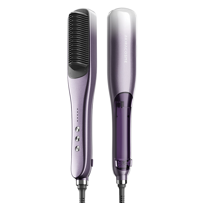 AKiracosme Steam Hair Straightening Brush Iron Dual-Use Curling and Straightening Negative Ion Hair Care Tool Damage-Free Long-Lasting Styling Anti-Scald Steam Flat Iron 02SH Mother's Day Gift