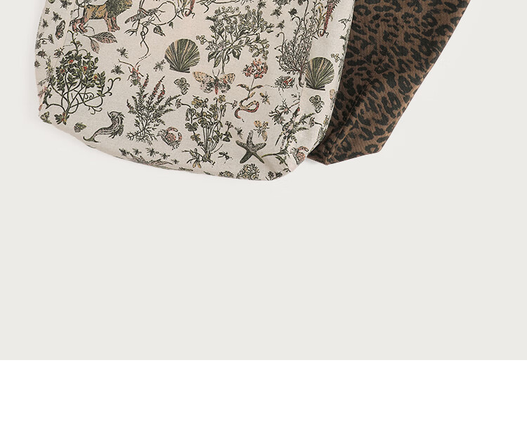Miaodi Relaxed Lazy Style Leopard Print Large Capacity Double-Sided Shoulder Commuter Canvas Tote Bag Women's Underarm Hobo Bag 30