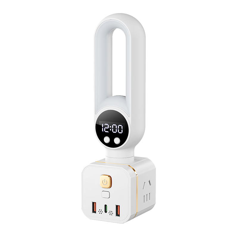 Sushiermo Voice-Control Night Light Wireless Cube Socket Converter 350° Rotation Three-Color Temperature 3 Outlets 2 USB + Type-C Bedroom Bedside Multi-Functional Adapter