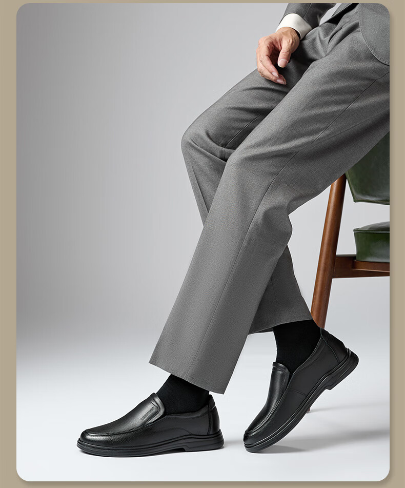 LAORENTOU Men's Business Casual Leather Shoes First Layer Cowhide Slip-On Driving Shoes Dad Shoes LA239 Black Size 40 12