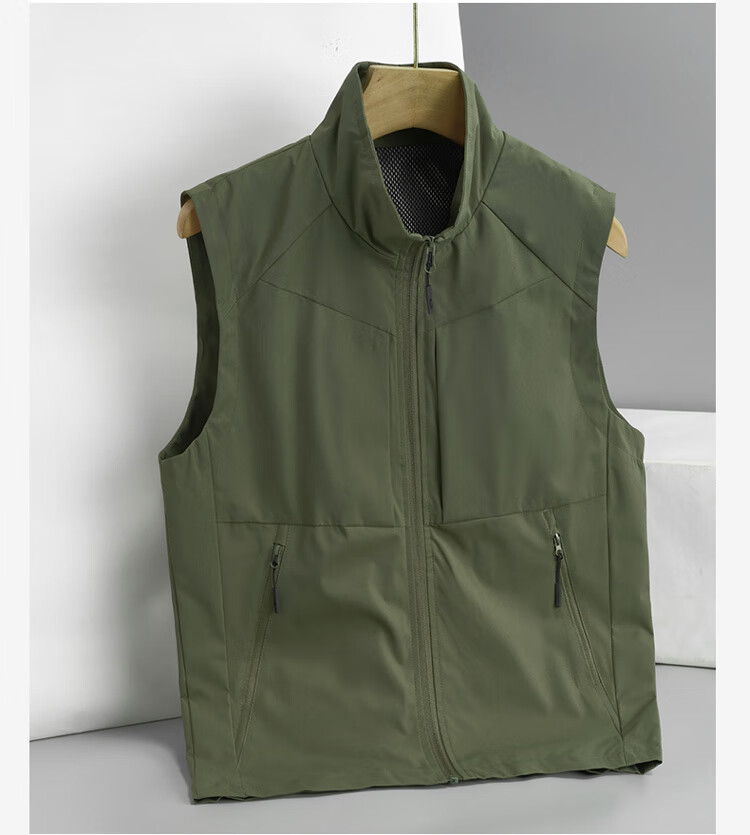 ROMON Men's Vest Spring and Autumn Thin Casual Jacket Sleeveless Stand Collar Outdoor Sports Black L 17