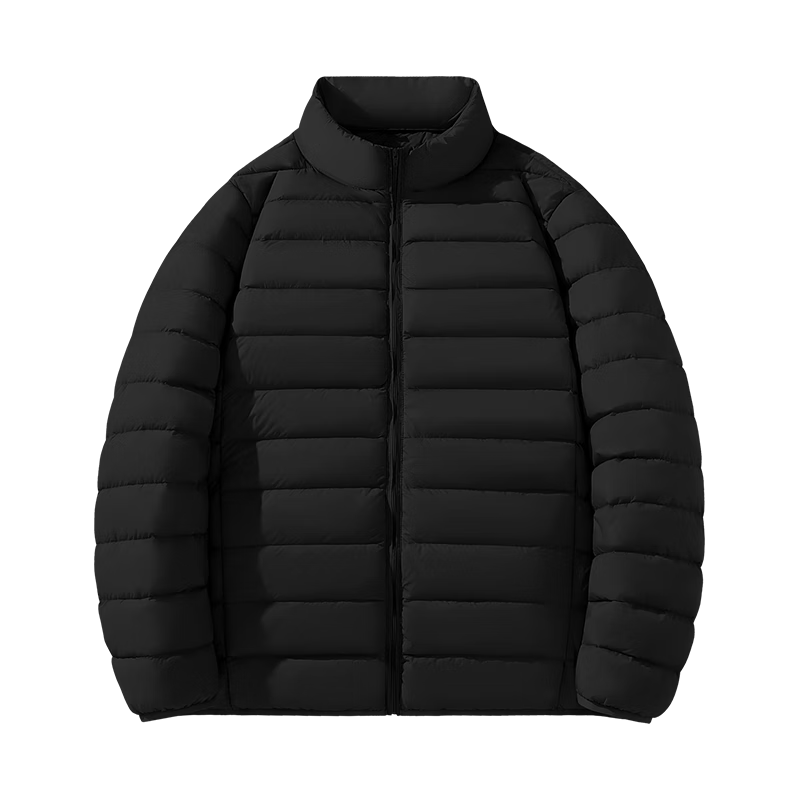 GENIOLAMODE Lightweight down Jacket for Men, Winter Stand Collar, 90% Duck Down, Warm Winter Coat, Men's Outerwear, Black, Size M