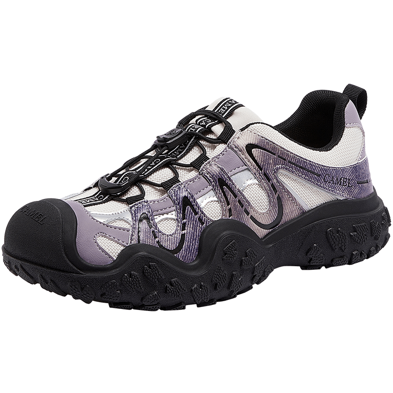 CAMEL Aurora Ugly Cute Women's Outdoor Hiking Shoes Colorblock Thick Sole Casual Shoes L26S202026A Beige/Purple Size 39