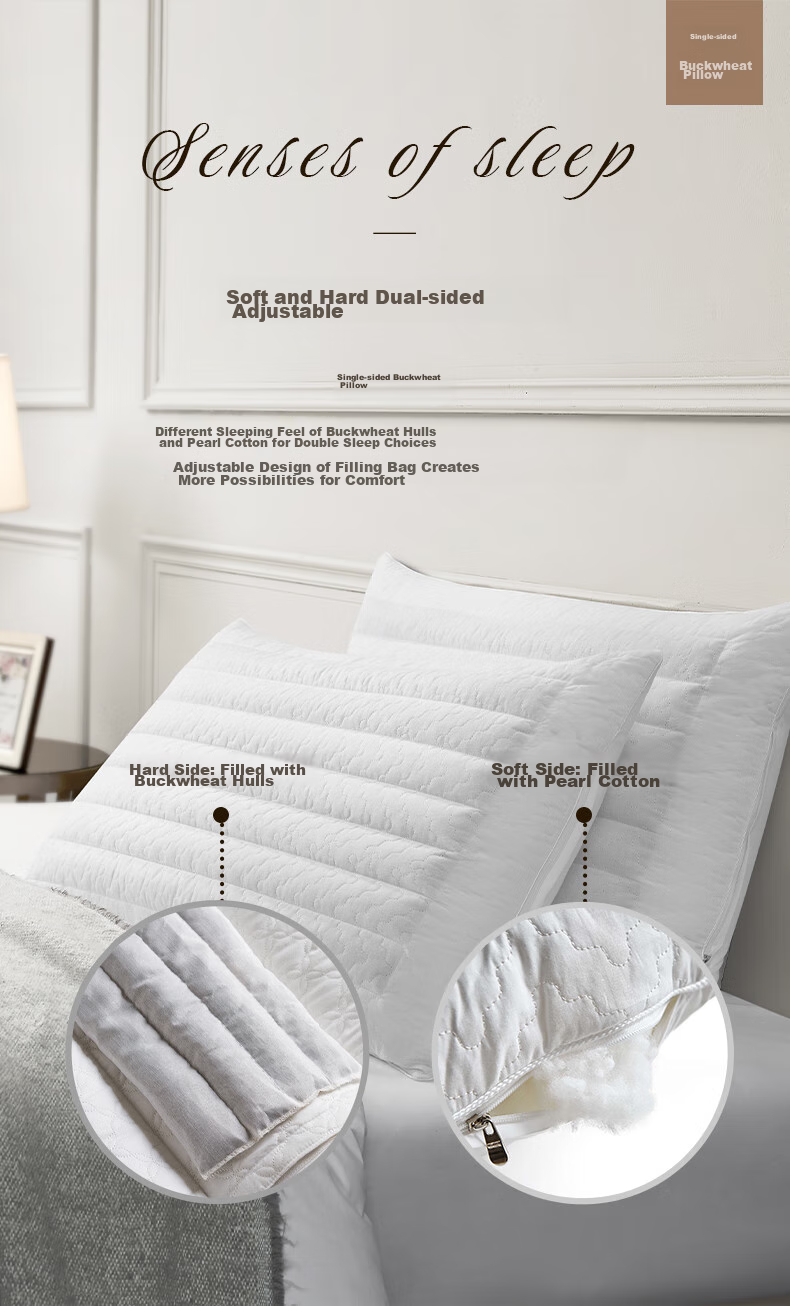 Canasin Pillow, Five-Star Hotel Neck Support Pillow Core, All-Cotton Adult Buckwheat Pillow, 74*48cm, Single Piece 6