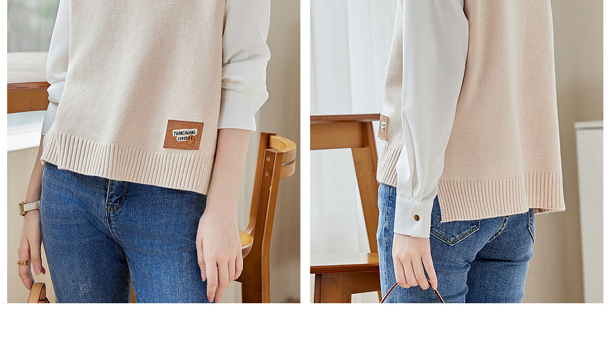 PinCai Knitted Vest for Women, V-Neck Sweater, Sleeveless Cardigan, Loose-Fitting Top P137Z5837 42