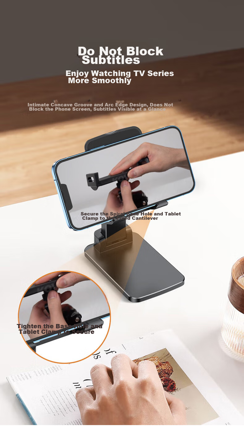KOVOL Phone Stand, IPad Tablet Holder, Multifunctional Lazy Desktop Stand, Bedside Stand for Live Streaming, Gaming, Reading, Online Classes, Postgraduate Entrance Exam Preparation, Binge-Watching, Compact And Foldable 14