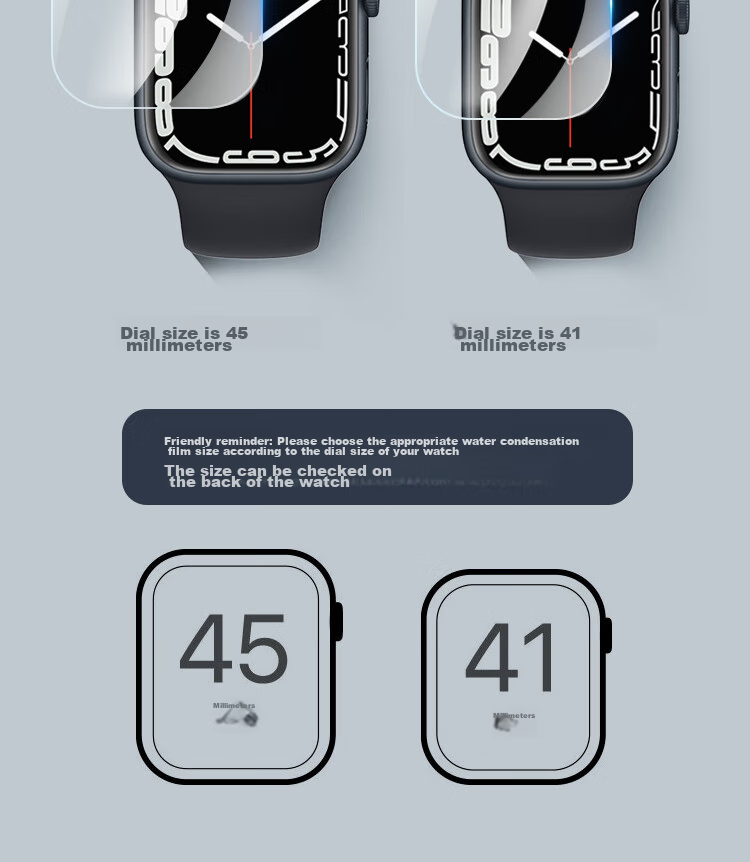 ESCASE [Two-Pack] Compatible with Apple Watch Screen Protector S9/S8/SE2, Universal for Apple Watch 7/6/5/4, Protective Film for 45/44mm Full Screen, Anti-Fingerprint Hydrogel Soft Film 15