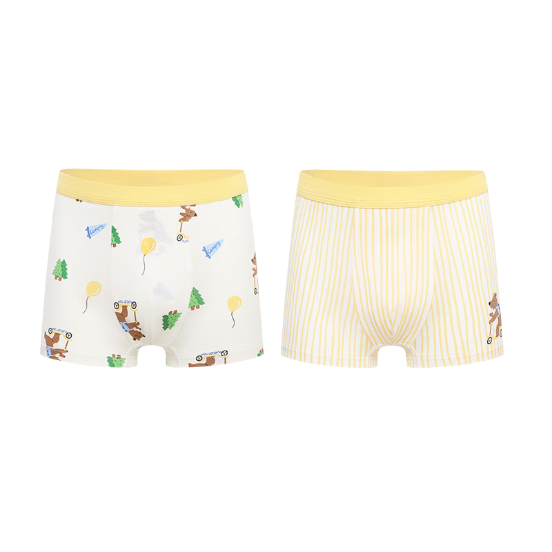 PurCotton Boys' Cotton Boxer Briefs Baby Toddler Kids Underwear Bear & Stripes 150cm