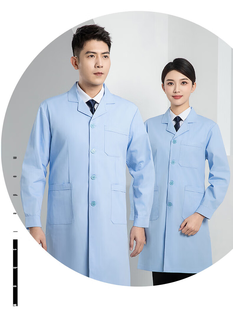 BOLOLANZHI Long Sleeve White Lab Coat Four Seasons Spring Summer Doctor Workwear Breathable Sweat-Absorbing Hospital Dentist Lab Uniform Factory Work Clothes 7