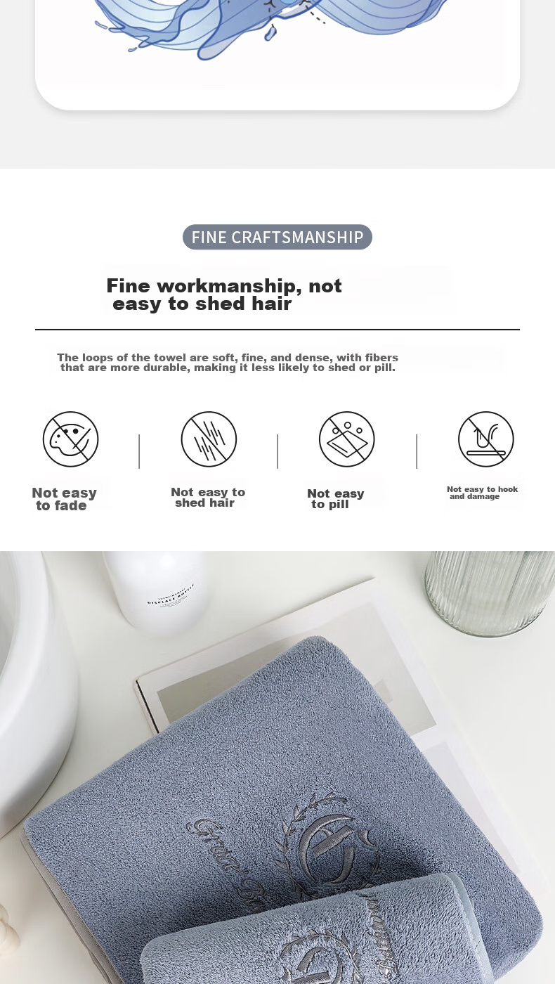 Grace Class A Towel And Bath Towel Set, Unisex Quick-Drying Absorbent Bathing Adult Towels, Gray One Bath Two Towels Sports Set 9