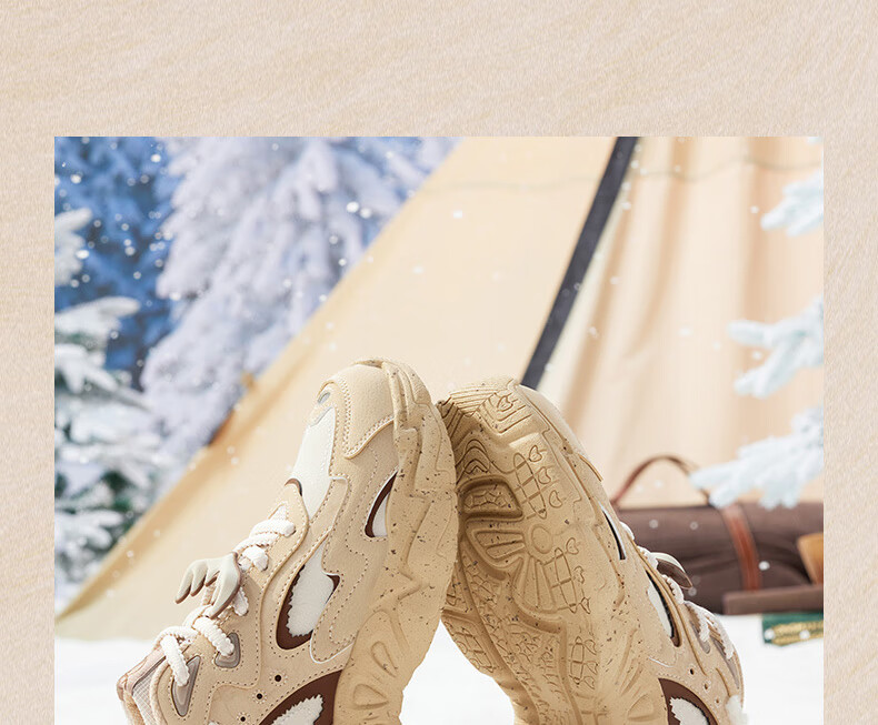 361° Women's Winter Fleece-Lined Retro Snow Boots Thick-Soled Casual Dad Sneakers 682446704B-6 12