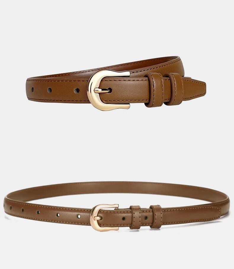 TUCANO Women's Leather Skinny Waist Belt Casual Fashion Versatile Decorative Pin Buckle Belt for Jeans Birthday Gift for Girlfriend 2