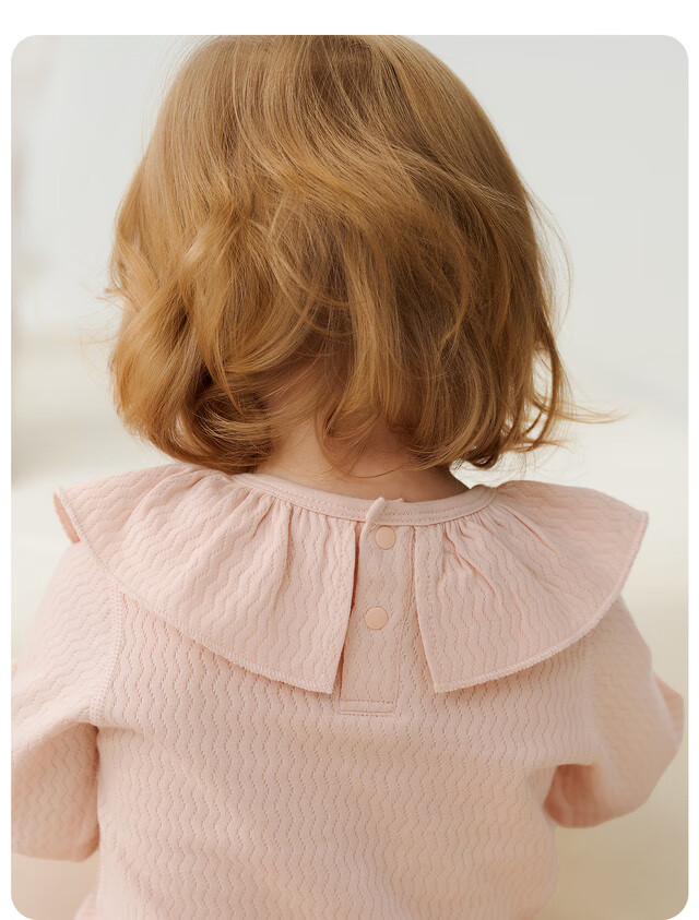 TONGTAI Baby Romper Spring and Autumn Pure Cotton Girls' Newborn One-piece Pajamas Pink 90cm 7