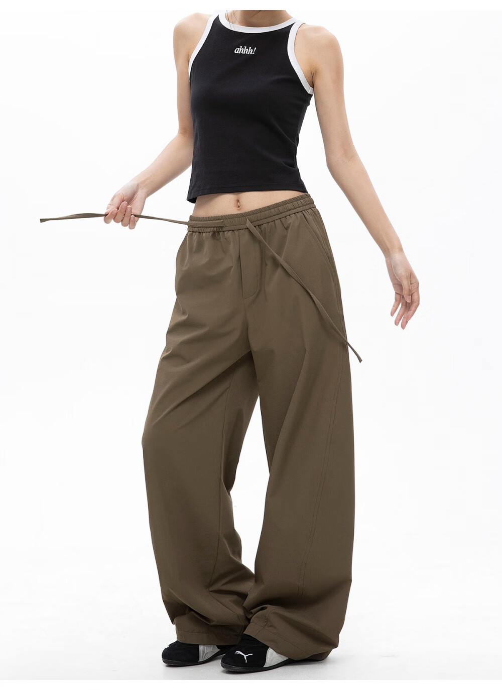ICH MODE Women's American Style Straight White Pants Thin Loose Popular Cargo Sports Casual Pants White XL 30