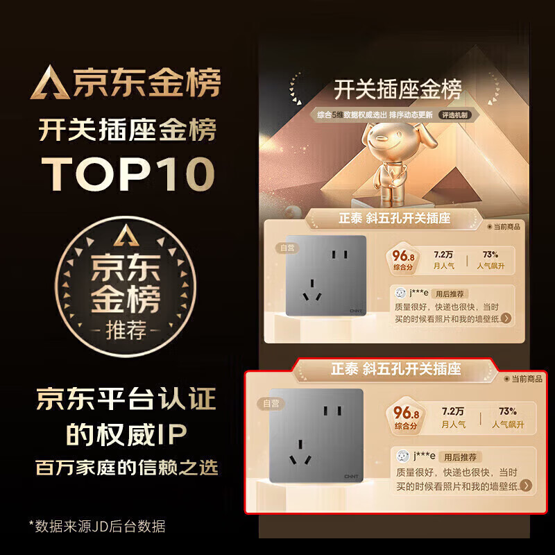 CHNT 86-Type Wall Switch Socket Panel 4-Gang Single Control Switch NEW6C Phantom Silver Gray