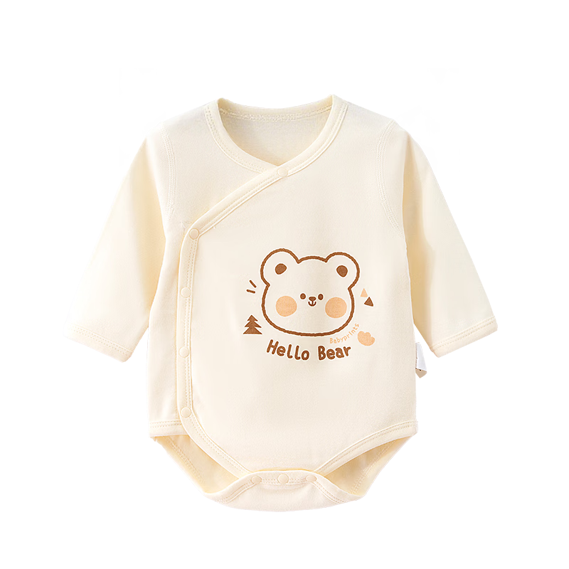 Babyprints Infant Romper, Long-Sleeve Bodysuit for Baby Boys And Girls, All-Season Home Sleepwear, Belly Protection Triangle Onesie, Bear Pattern, Size 73