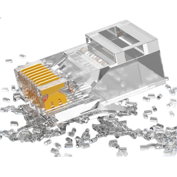 Guanghang Cat6 Network RJ45 Connectors 100pcs Unshielded 30U Gold-Plated Ethernet Cable Ends GH-63100