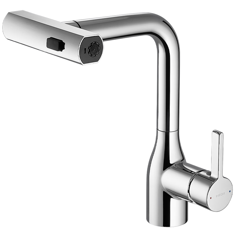 HEGII Basin Faucet Three-Function Wide Waterfall Pull-Out Lift Rotatable Hot and Cold Faucet DML906-115B
