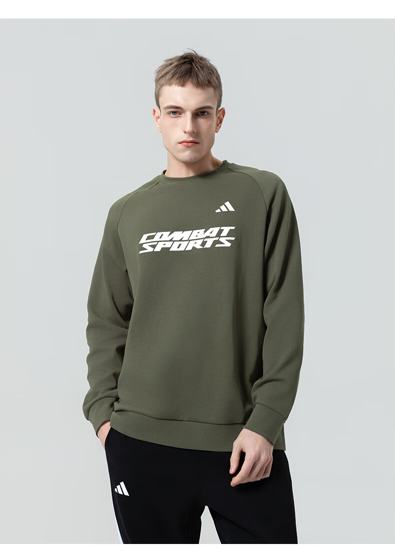 Adidas Men's Hoodie 2026 Spring New Sports Casual Cotton Classic Crewneck Pullover Black White S 11