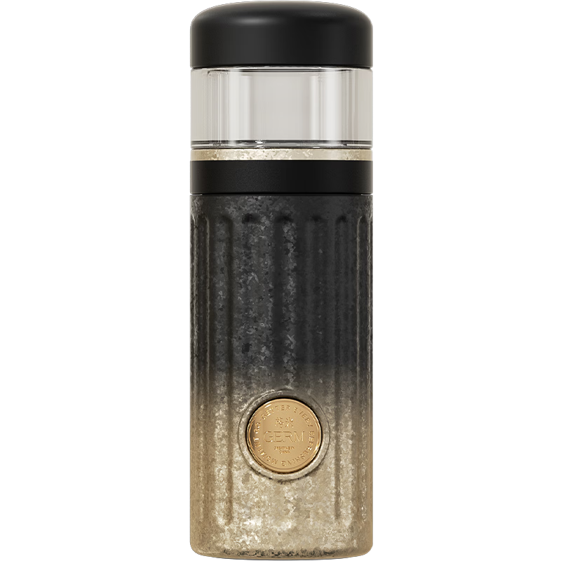 Germ Pure Titanium Insulated Water Bottle for Men Health Tea Separation Titanium Cup Valentine's Day Gift 450ML Ink Black
