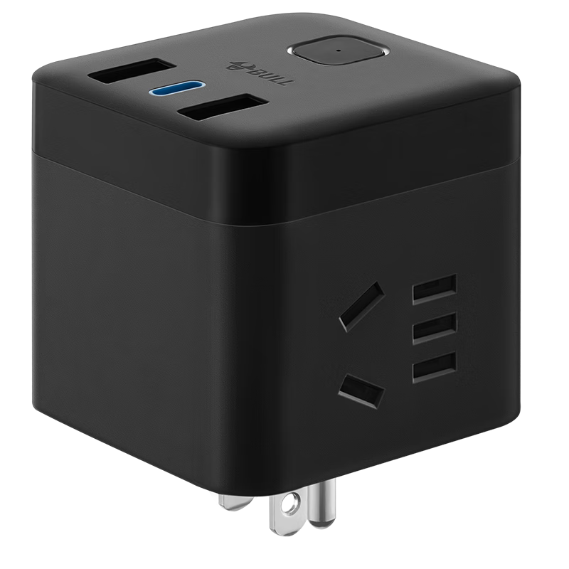 BULL 20W Fast Charging 3-Prong American Standard Travel Socket Adapter/USB Cube Converter Suitable for Main Power Switches in USA, Canada, Philippines, Thailand, China, Taiwan And Other Countries