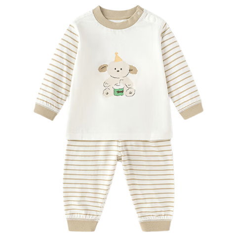 Balabala [balaOne] Kids Baby Underwear Set 2025 New Homewear Ribbed High-Waist Warm Pajamas Cute