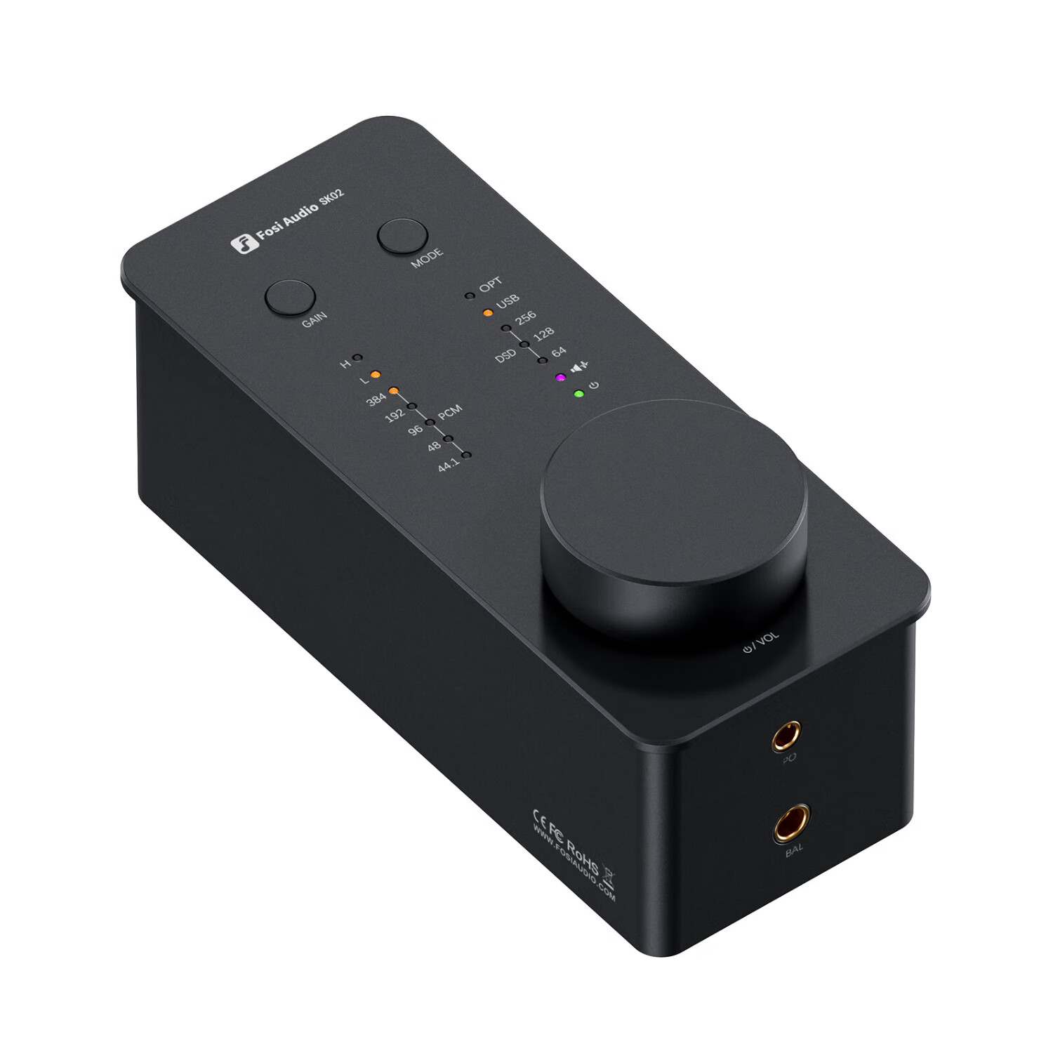 FOSI AUDIO SK02 Desktop Headphone Amplifier and DAC All-in-One High-Fidelity Portable USB Decoder SK02 Black