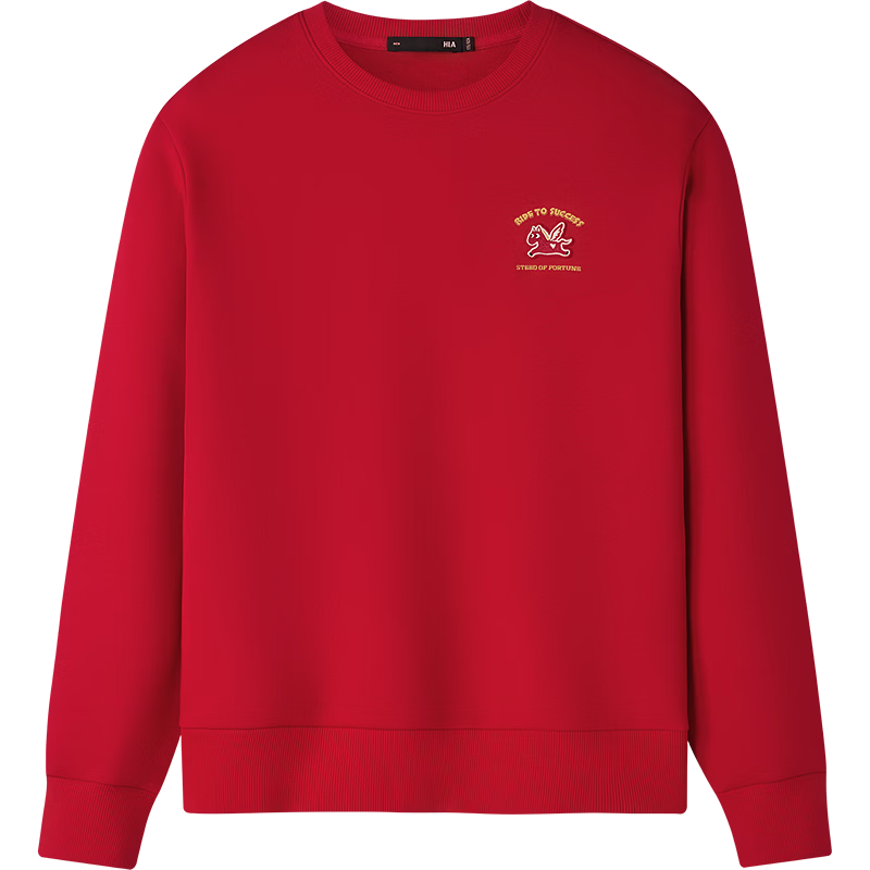 HLAHLA Men's Spring Sweatshirt 26 Year of the Horse New Year Series Crew Neck Appliqué Embroidery Long Sleeve