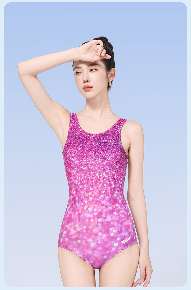 Xtep Women's Slimming Tummy Control One-Piece Triangle Sexy Professional Racing Swimsuit for Swimming Pool 8
