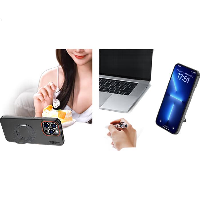 Чехол-накладка Baozou для Apple iPhone 15 Pro Max, черный, с магнитной подставкой