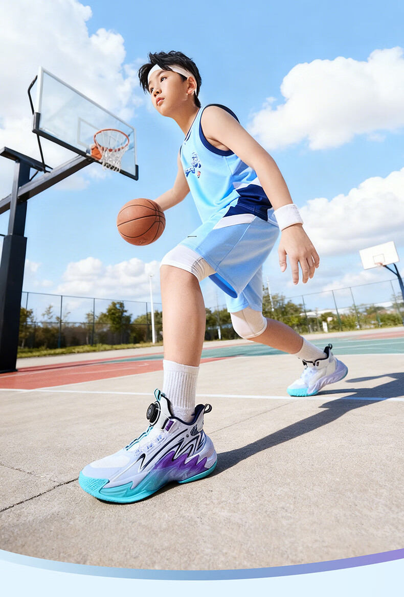 ERKE Kids Boys Basketball Shoes Children's Youth Cushioning Dial Buckle Sneakers Asphalt Blue/Original Force Blue Size 38 3