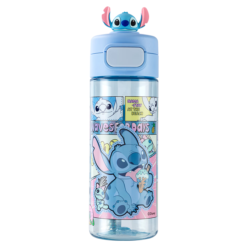 Disney Kids Portable Water Bottle Summer Large Capacity Durable Leak-Proof Drinking Cup for Boys and Girls Elementary School Students One-Button Direct Drinking Cup