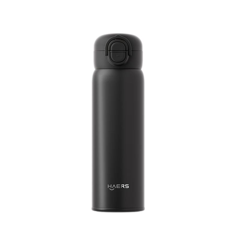 HAERS 2025 New Insulated Water Bottle 316L Stainless Steel Straw Cup Portable School Cup Black 500ml
