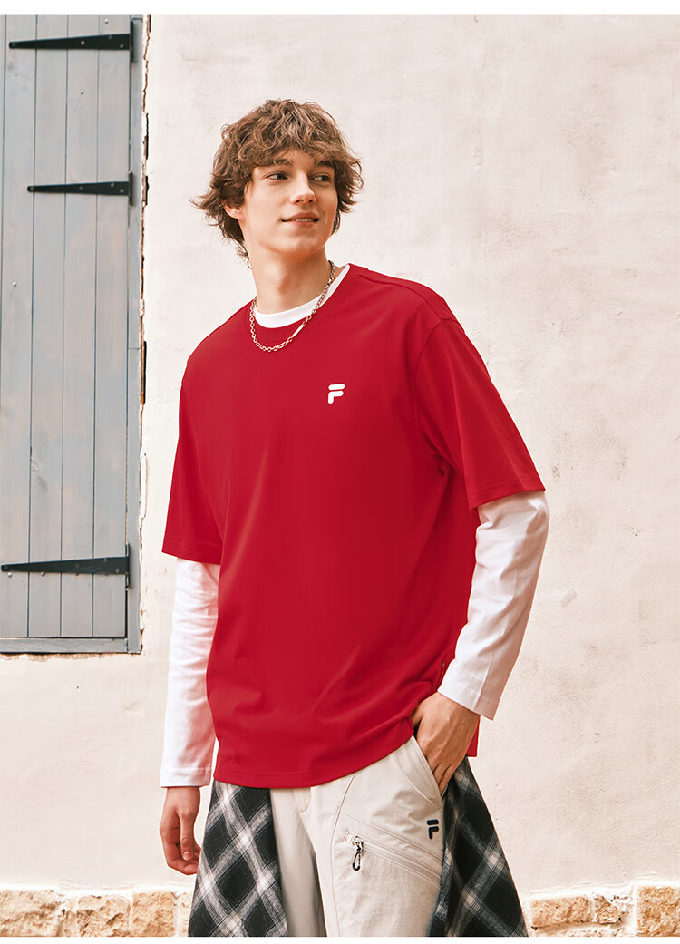 FILA FUSION Fashion Brand Zhang Hao Couple Knit Short Sleeve Shirt 2026 Spring Casual Loose Pure Cotton T-Shirt 81