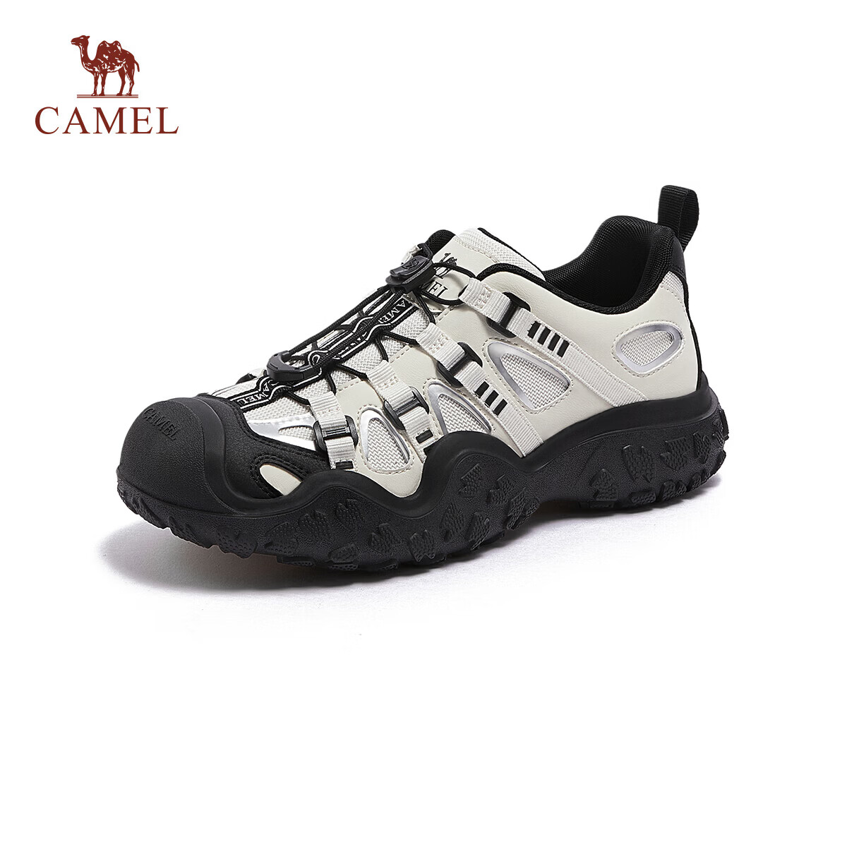 CAMEL Cute Ugly Style Women's Fashion Patchwork Thick Sole Outdoor Casual Hiking Shoes L26S202101 Off-White/Black Size 35
