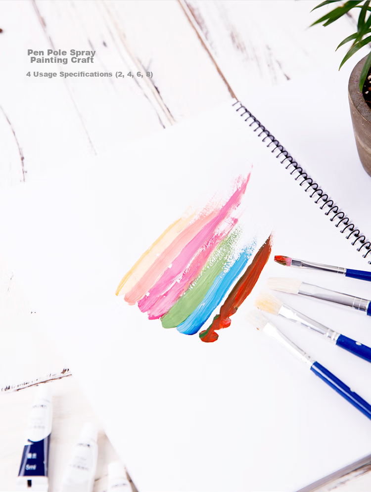Deli 4 Double-Numbered 2/4/6/8 Gouache Brushes Oil Painting Brushes Specialized for Oil Painting Blue 73866 Girls Children Graduation Gift for Boys And Girls 3