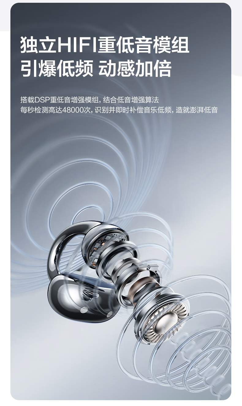 Tangmai Q5 Open-Ear Clip Bluetooth Bone Conduction Wireless AI Translation Sports Running Sweatproof Gaming Low Latency Long Battery Life Noise Cancelling Valentine's Day New Year White 4