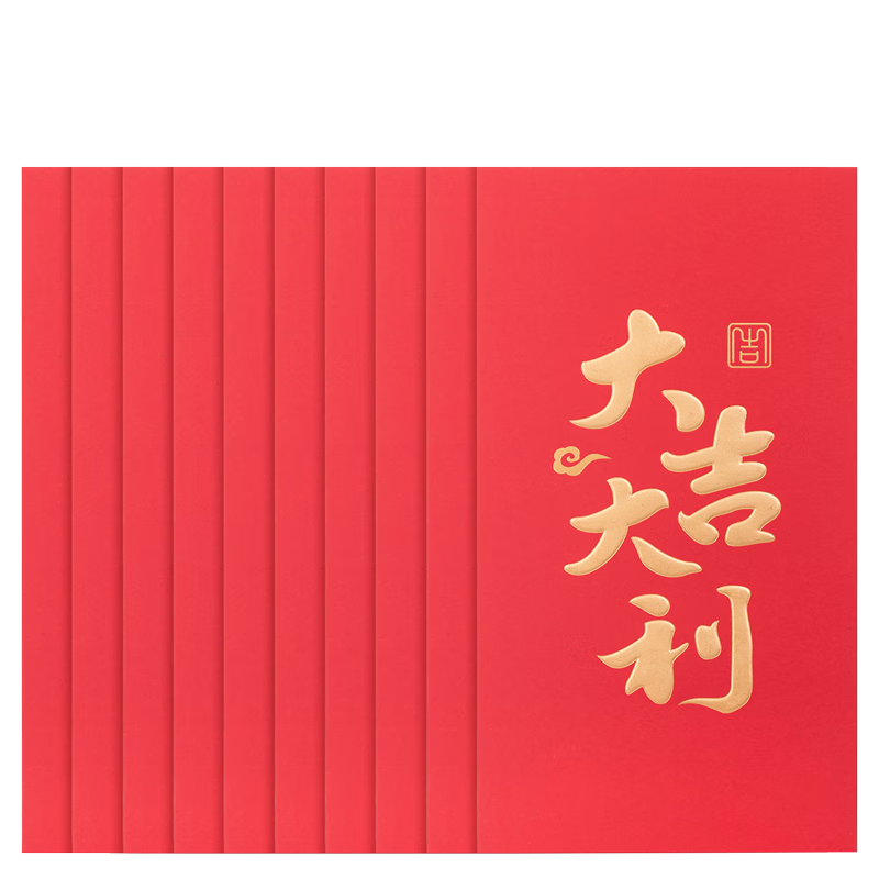 Deli Chinese New Year Red Envelopes, Thick Paper, Large Capacity, 10pcs Lucky Money Packets BF107