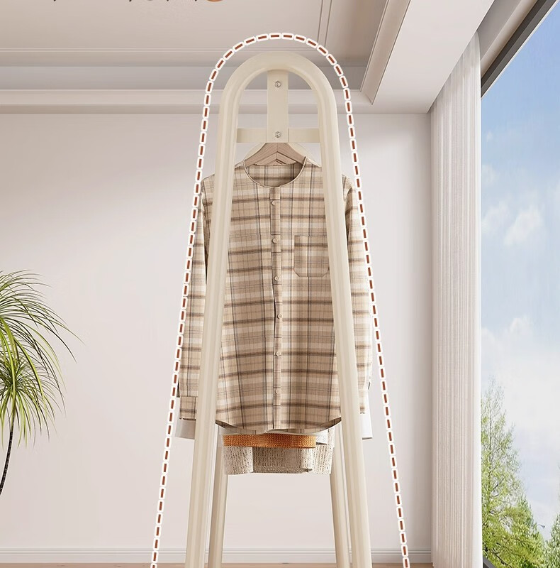 Shanshan Wooden Floor-Standing Clothes Hanger Coat Rack Bedroom Garment Rack Mobile Balcony Storage Shelf 16