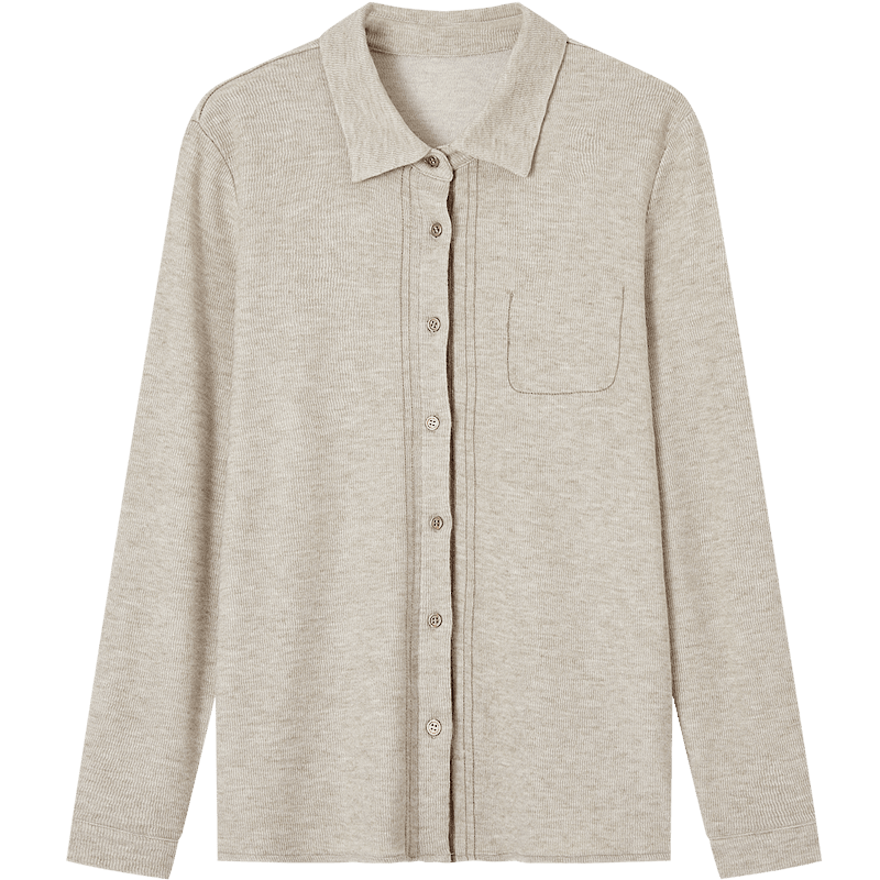 Dme Intellectual Style Spring Lapel Contrast Stitching Long Sleeve Shirt Colorblock Blouse Women's Top