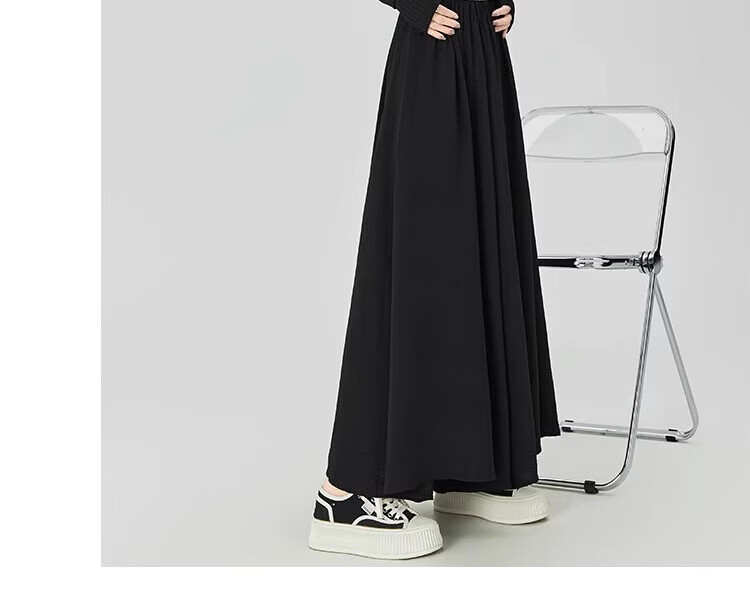 LangSha Women's Summer Skirt Pants, New Style for Petite Figures, Ice Silk Wide-Leg Pants, Loose-Fitting Slimming Casual Pants, Thin Draping Hip-Covering Trousers 17