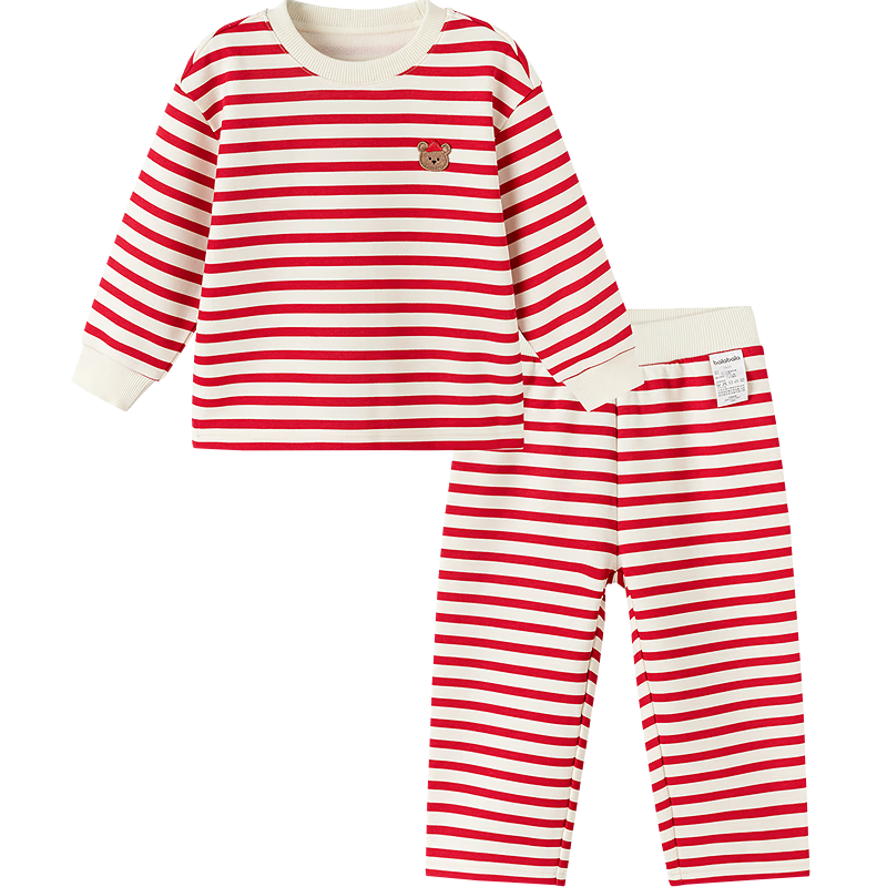 Balabala Kids Children's Homewear Set Boys 2026 New Spring Autumn Fleece Pajamas Warm Sleepwear Pants
