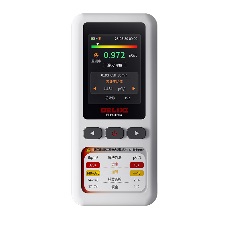 DELIXI ELECTRIC Radon Detector Home Radiation Alarm Marble Soil Building Materials Basement Portable Radon Meter