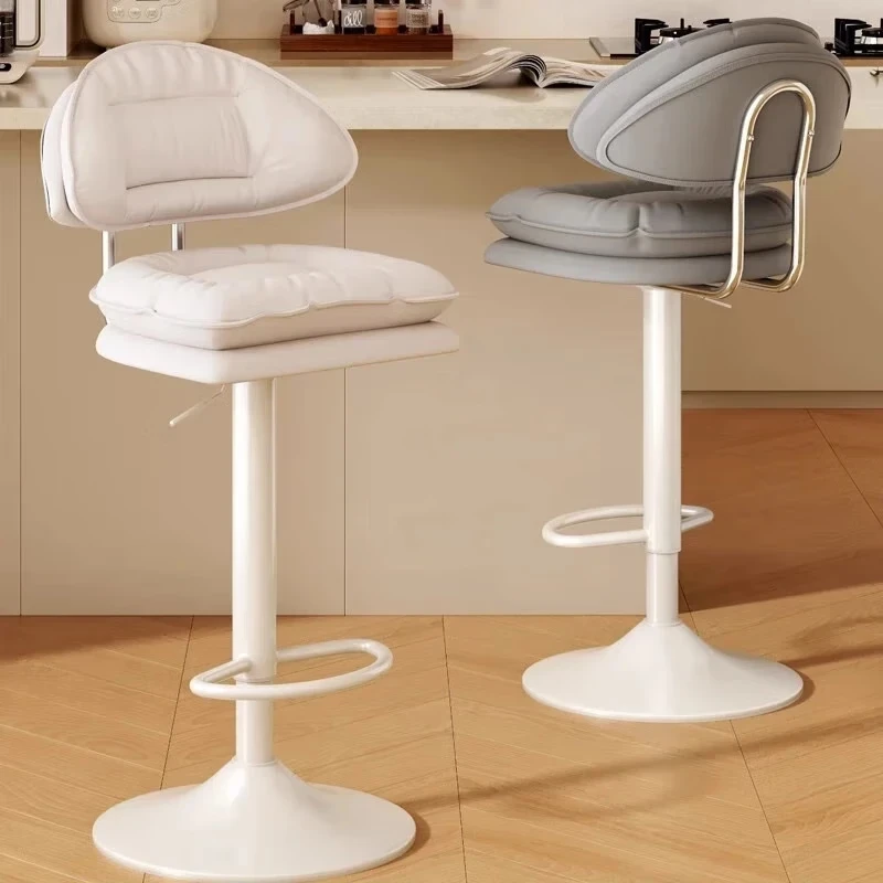 Jingcai Bar Stool, Home Adjustable Height Bar Chair, Pub Stool, Reception Chair, Swivel Chair JBY07, Beige Backrest Model