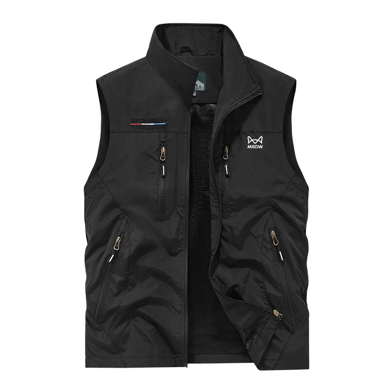 Miiow Men's Autumn Winter Casual Loose Fleece-Lined Thickened Outdoor Vest Navy Blue Fleece XL 2