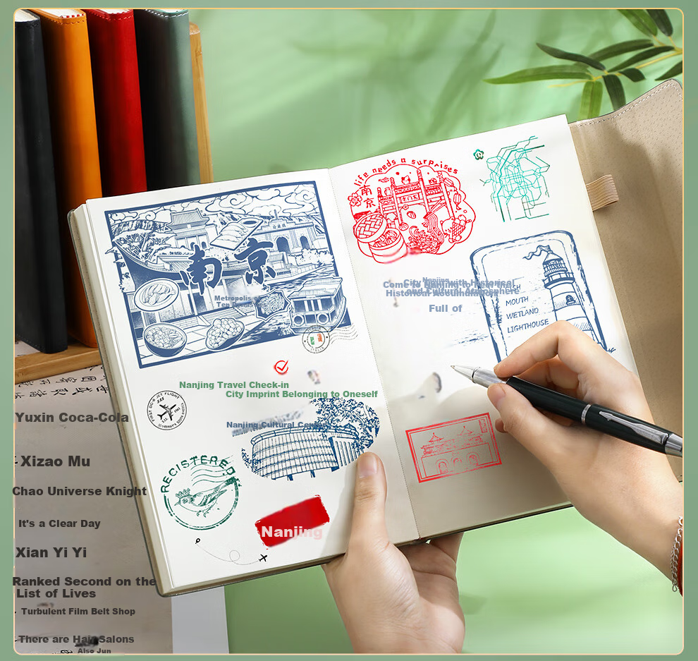 Longe Travel Stamp Collection Book, Stamp Museum Collection Album, High-Quality Blank Journal, Nanjing Beijing Scenic Spot Check-In Souvenir Book, Forbidden City Tourism Observation Notebook 7