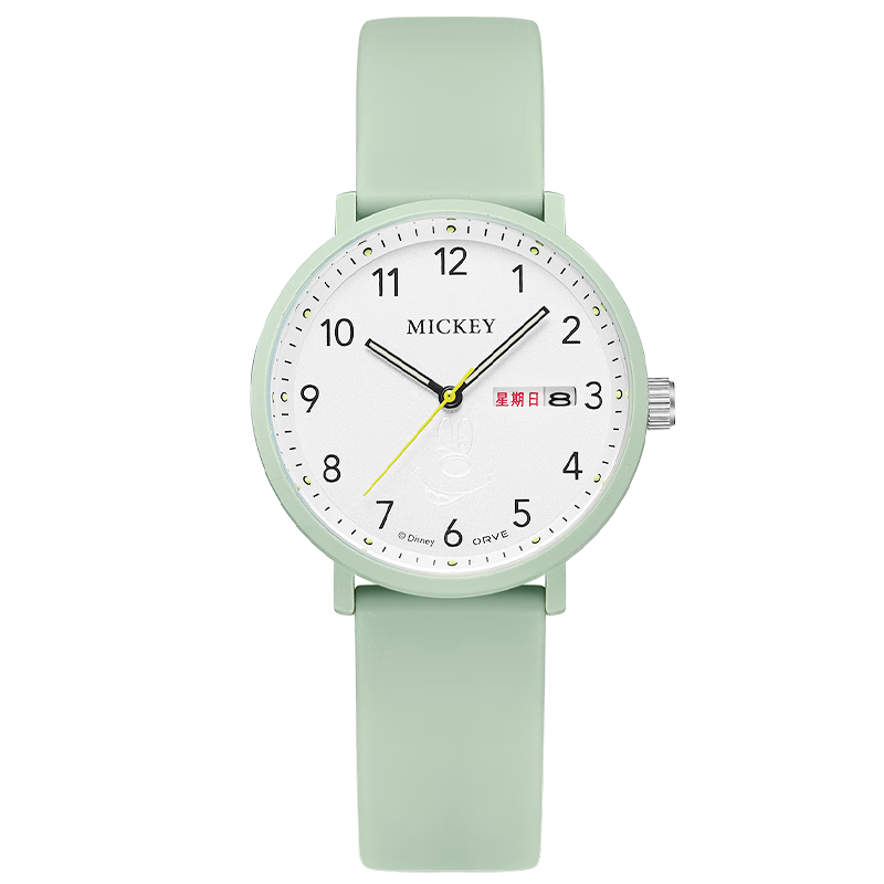 Disney Student Watch, Simple Waterproof Quartz Watch with Dual Calendar, for Middle And High School Students, Exam Watch MK-11809GN