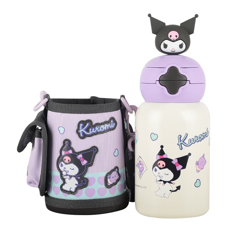 BEDDYBEAR Starry Double-Drink Kids Insulated Bottle with Straw Student Water Cup Large Capacity 600ML Kuromi